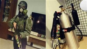 孫安佐自製火焰發射器／合成圖／孫安佐臉書、爆廢公社