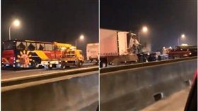 好意禮讓拖板車卻失去72歲姐　國道5車連環撞1死2傷,國道一號車或（圖／翻攝爆料公社）