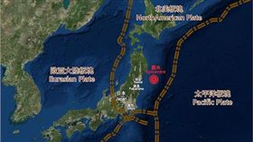 日本位處四大板塊交匯處，地震頻繁。圖／翻攝GEO 101・膠流地理臉書