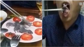 大陸珍饈「三吱兒」（蜜唧）專吃剛出生的小老鼠。（合成圖／翻攝自秒拍）