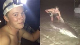 澳洲,Port Hacking,合照,鯊魚,牛鯊,Kai George,冒險,放生　圖／翻攝自臉書　