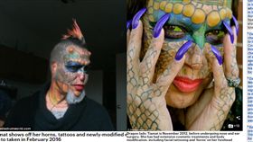 龍女砸160萬整型成爬蟲類 「分叉舌頭＋綠眼珠」：我是跨物種者（圖／翻攝自Daily Mall ）