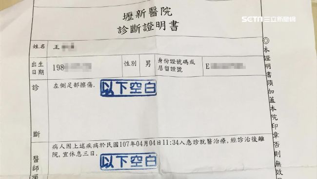 男腳被劃傷休3天　向早餐店求償7千