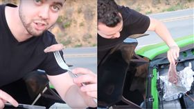 牛排,藍寶堅尼,大牛,Lamborghini,Huracan,烤箱,排氣管,引擎,車廚　圖／翻攝自YouTube https://goo.gl/dLVYst