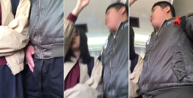 癡漢貼身聞學生妹體香　右手搓G自尻