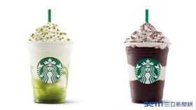 星巴克夏季飲品, 抹茶起司蛋糕星冰樂, 夜色摩卡星冰樂。（圖／星巴克提供）