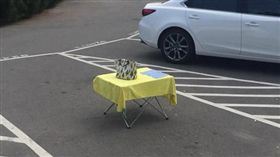 有民眾利用桌子佔位，不少網友驚呼：「像在拜地基主！」（圖／爆怨公社臉書）