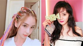 Angelababy，楊冪，髮型。(合成圖/翻攝自微博)