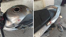 有一名男網友在台南永康工作，他將機車停在的公司停車場內，沒想到下班牽車時，發現整台車都是血，甚至還有血手痕。其他網友看到後，紛紛直呼「報警先！」（圖／翻攝自爆料公社）