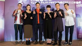 2018台北電影節形象廣告首播記者會，張少懷、雷婕熙、黃信堯、蔡燦得、陳以文、陳竹昇都來到現場。（圖／台北電影節提供）