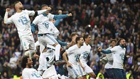 ▲皇馬慶祝踢進歐冠總冠軍戰。（圖／美聯社／達志影像）