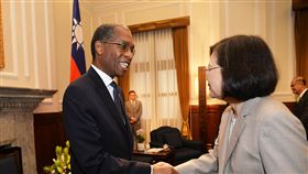 蔡總統接見海地外長（1）總統蔡英文（前右）30日上午在總統府接見加勒比海友邦海地共和國外交部長羅迪格（Antonio Rodrigue）（前左），雙方握手致意。中央社記者孫仲達攝　107年4月30日