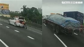  國道警處理事故　3聯結車「霸氣封道」護航！網感動哭了 合成圖／Wen Tsai授權提供
