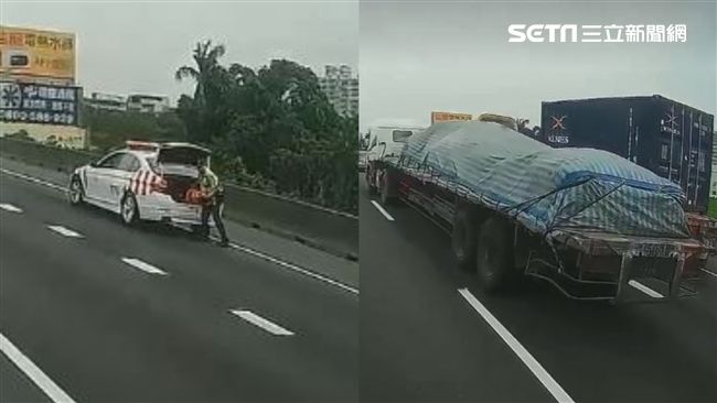國道警處理事故　聯結車霸氣封道護航