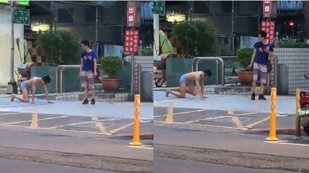 只穿一條內褲　男西門町被當狗遛…