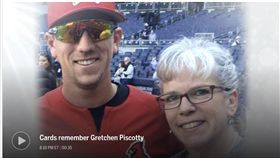 ▲奧克蘭運動家外野手Stephen Piscotty與Gretchen合影。（資料照／截自大聯盟官網）