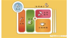 ▲為協助民眾落實均衡飲食之健康生活型態，國民健康署首度公布國人「我的餐盤」圖像。（圖／國健署提供）