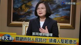 蔡英文總統接受台視專訪。（翻攝台視播出畫面）
