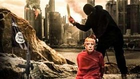 IS示威海報拿川普當斬首主角。（圖／翻攝自每日郵報）