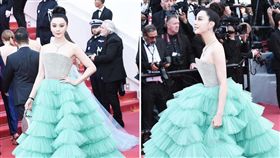 第71屆法國坎城影展開幕式，紅毯，范冰冰。(合成圖/翻攝自微博)