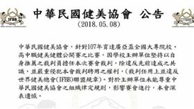 敢得名就禁賽？健美協會公告惹議　網怒：吃相難看！　圖／翻攝自臉書