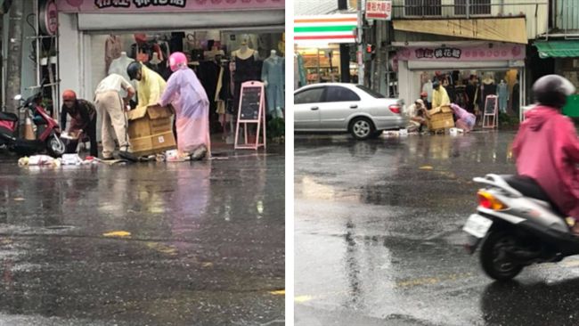 下雨回收嬤紙箱破　快遞一個動作暖爆