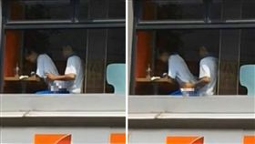 大陸廣東有一對學生情侶慾火焚身，在超商2樓一邊讀書，一邊「女上男下」搖起來，2人完全無視旁人眼光，相當大膽。其他網友看到後，紛紛笑虧「他們明天要考健康教育，來點實作練習！」（圖／翻攝自微博）