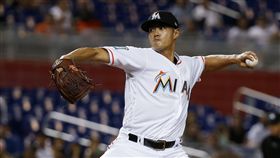 ▲邁阿密馬林魚台灣左投陳偉殷對戰道奇無失分。（圖／美聯社／達志影像）