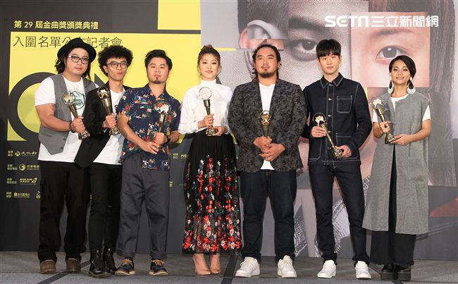 Matzka、曹雅雯、阿爆、周興哲、黃子軒、山平快出席：「第29屆金曲獎入圍名單記者會」。（記者邱榮