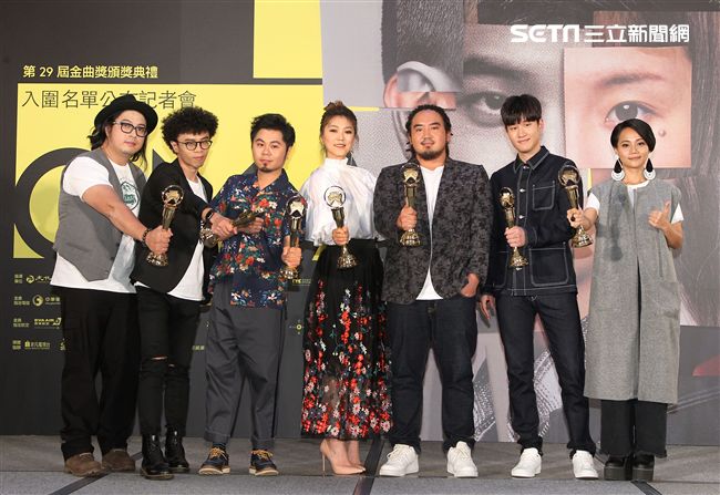 Matzka、曹雅雯、阿爆、周興哲、黃子軒、山平快出席：「第29屆金曲獎入圍名單記者會」。（記者邱榮