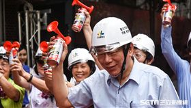 台北市長柯文哲出席斯文里三期拆除典禮。 （圖／記者林敬旻攝）