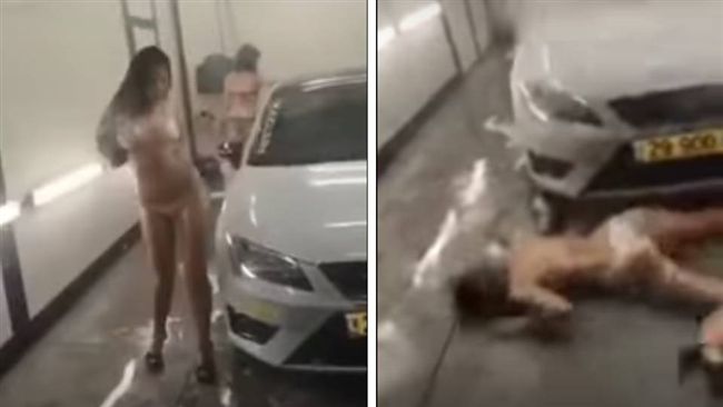 邊扭邊洗車！辣妹仆街「用臉洗地」
