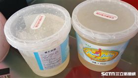 台北市衛生局107年第1波飲冰品抽驗，自台北市信義區咖啡帝國抽驗出1件「寒天蒟蒻」配料違法添加防腐劑己二烯酸。（圖／台北市衛生局提供）