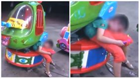 中國大陸湖南省一名5歲男童上身卡搖搖車（圖／翻攝自微博）