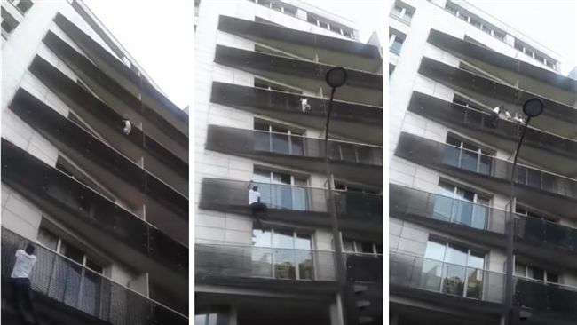 4歲童掛4樓外　「蜘蛛人」攀牆救人