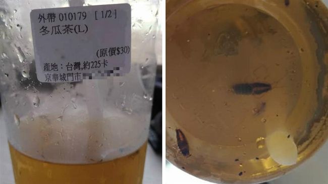 冬瓜茶「咬顆粒」　驚看杯底多隻小強