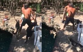 遊客天坑旁玩耍　狗狗無辜被撞飛落水
（圖／翻攝自Mia Quintero臉書）