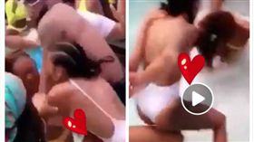 非洲,泳池,打群架,泳衣,比基尼,黑辣妹,走光,露點（圖／翻攝自Gossip Mill Nigeria臉書）