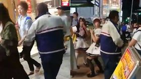 男子在人來人往的鬧區隨機對女生襲擊下體。（圖／翻攝推特）