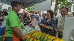 總統府秘書長陳菊上午在農委會主委林聰賢的陪同下，參觀特色農產品市集。（圖／翻攝蔡英文臉書）