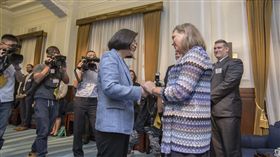 蔡英文總統4日上午接見「新美國安全中心」（CNAS）「下一世代國安領袖計畫」（NextGen）訪問團。（圖／總統府提供）