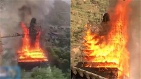 微博,大陸,甘肅,蘭州,五泉山,龍恩寺,大佛,出事,火災,燃燒,竄逃,工地　圖／翻攝自微博　