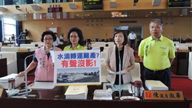 綠營中市議員關切水湳及豐原轉運中心進度民進黨籍台中市議員蕭隆澤（右起）、陳淑華、翁美春、邱素貞4日在市議會進行交通地政業務聯合質詢，分別關心水湳轉運中心、豐原轉運中心工程進度。中央社記者郝雪卿攝　107年6月4日