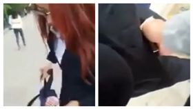 中國,大陸,Twitter,色男,賤男,女子,不明液體,髒東西,摸屁股,摸臀（圖／翻攝自Twitter）