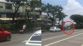 阿婆豔陽下騎三輪車回家，不知自己闖入快車道，遇好心駕駛護駕擋車。（圖／翻攝花壇人俱樂部臉書）