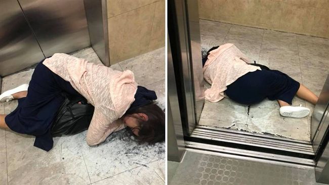 該撿屍嗎？他下班驚見醉女躺電梯口