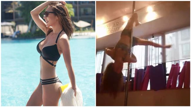 女星倒E奶大跳鋼管舞　網友全看暈了