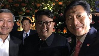 金正恩保鏢伴隨　夜遊新加坡空中花園
