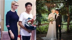  撒貝寧同框妻子李白，網友慶幸他沒娶章子怡。（圖／翻攝自微博）