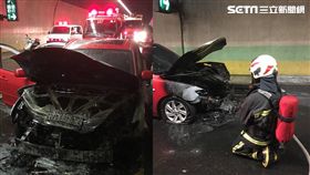 八卦山隧道內客車起火燃燒／翻攝畫面